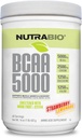 NutraBio BCAA 5000 Polvere - Aminoacidi a catena ramificata fermentati per la crescita del muscolo e il recupero - aromi naturali, dolcificanti e colorazione, vegano, senza glutine - Limonata di fragola, 60 Serve