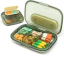 Toplive 6 scomparti Piccolo caso Pillole da viaggio organizzatore tascabile Medica Custodia da viaggio Portatile Piccolo Pill Container con Magnet Light-Proof Mini Pill Box, Verde