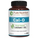 Pure Nutrition Cal D - Plant Based Calcium con VIT D3 K2 & Magnesium | 120 Tabs | 500mg Vegan Calcium per Serving | Algae Calcium Supplemento per la salute di ossa