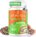 Liposomal Turkey Tail Mushroom Capsule, Alto assorbimento Organico Turchia Tail Mushroom Extract 2000MG| 30:1 Fruiting Body| Supplemento per la salute digestiva, Energy & Immune Support, Non-GMO -90 Capsule