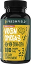 Vegan Omega 3 DHA: Olio di alghe, La maggior parte recensito, Carrageenan libero, sostenibile, testato, nessun metalli pesanti, Fish Oil Alt, Plant Based Omega. Supporta cuore, cervello, salute comune w/DPA