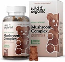 Gummie di funghi biologici e selvatici - Lion's Mane, Cordyceps, Turchia Tail, Reishi, Chaga, Maitake - 10-in-1 Complesso - Mushroom Supplement Gummies per supporto immunitario e cerebrale - 60 Conte