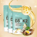 Vitamina D3 10000 iu Plus K2 (MK-7) 200 mcg, 300 Coconut Oil Softgels| 2 in 1 VIT D & K Complex | Supporta l'assorbimento del calcio, Bone, Immune, & Heart Health – Facile da ingoiare (900 Softgels /3 Bag)