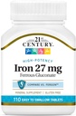21 ° secolo ferro 27 Mg ferroso gluconato compresse, 110Count