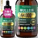 Gocce di Mullein per polmoni,144000mg Estratto di foglie di Mullein per polmone Cleanse & funzione respiratoria Immune respirazione sano, sistema digestivo, integratore naturale di erbe Zucchero & Alcol-Free, 120-Day di alimentazione