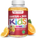 Sentire Grande Vitamina Co. Gummie DHA complete per bambini | con Omega 3 6 9 + DHA, Vitamina C | Supporta la funzione sana del cervello, Vision & Heart Health | Gluten Free, Vegetariano | 60 Gummies