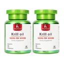 2 Bottiglie Antartico Krill olio 1000 mg con Omega-3s EPA, DHA, Astaxantina e Phospholipids 60 Softgels supplemento no Pesceso Aftertaste per giunto, cuore, cervello e immunità - 120 Softgels