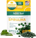 Compresse Spirulina Best Sunlit - Compresse Spirulina Organiche USDA Premium 500 Count - Spirulina naturali Burst organico per la crescita muscolare di sostegno immunitario, Energy Boost w/Chlorophyll - Alta proteina, Non OGM