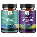 Bundle of Advanced Brain Supplement for Memory and Focus and Magnesium Glycinate Capsules for Adults - Integratore di Memoria per l'Energia e la Richiamo di Chiarezza del Cervello - Sostegno al Sonno Immunity & Bone Health