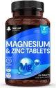 Magnesio Supplemento 500mg Magnesio e Zinco Supplemento - Alto Assorbimento Magnesio Ossido & Zinco - Bones Muscolare & Sana Funzione Immune - Vegan, Non OGM, Gluten-Free - 120 Facile da ingoiare Compresse