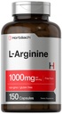Horbäach L-Arginina 1000mg | 150 capsule | Supplemento alimentare gratuito Forma | Non-GMO & Gluten Free