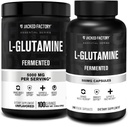 Jacked fabbrica L-Glutamine polvere 100 Servings & L-Glutamine capsule 500mg (240 capsule) per il recupero del muscolo di allenamento post, immunità, salute digestiva