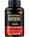 Panax Ginseng 15.000 mg - Red Korean Ginseng Supplemento per gli uomini - Extra Forza 10:1 Extract - Energy, Focus, Produttività & Performance - Natural & Vegan - Made in USA - 120 Capsule, 2 mesi di fornitura