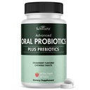 Supplemento orale probiotici con prebiotici - Supporta la bocca sana dei denti e il respiro inodoro fresco per gli adulti - Probiotici dentali profumati a fragola (60 compresse, alimentazione di 60 giorni)