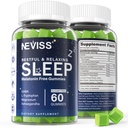 NEVISS Melatonin Gommie per adulti - Magnesio Glycinate Gummies | GABA, L-Tryptophan, Magnesio, Ashwagandha - Non-Habit Forming, Aiuto per il relax profondo - Vegan, Limone Flavor, 1Pack