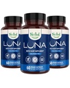 Nested Naturals Luna Melatonin Free, Non-Habit Forming Herbal Sleep Supplement w/Chamomile, Valerian, L-Theanine, 180 capsule vegane (60 capsule per bottiglia)