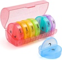 Sukuos Large Weekly Pill Organizer 2 volte al giorno, Daily Pill Box 7 giorni Facile da aprire con doppia protezione, AM PM Pill Case for Medicine/Vitamin/Fish Oil/Supplements (Glitter Pink)