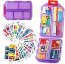 Organizzatore di pillole con etichette di medicina Travel Daily Pill Container Mini organizzatore di pasticceria Storage Pill Organizer Travel Essentials Pill Case 7 Day (Purple& 161 Lables)