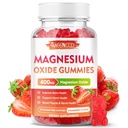 Magnesio Ossido Gummies 400mg, Chewable Magnesium Oxide Supplemento per adulti e bambini, Nerve & Muscle Support, Non OGM, Zucchero-Free, Fragola Flavor, 60 Conte