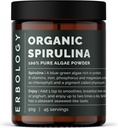 Erbologia Organic Spirulina Polvere 3.2 oz - 45 Serve - Sostenibilmente Fonte in Portogallo - Supporto per l'energia e l'immunità - Ricco di clorofilla, B Vitamine, Ferro e Fosforo - Vegan - OGM-Free