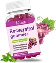 Gummies Resveratrolo ad alta purezza, 98% Trans-Resveratrolo con Quercetina, Coq 10, Vitamina C, Integratore di Reservatrol per Antiossidante, Anti-invecchiamento, 60 Gummies