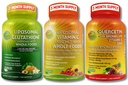 SUPPLEMENTARI STUDIO Supporto Immune Bundle – Vitamina Liposomal C 1500mg + Glutathione Liposomal 500mg + Quercetina con Bromelain, Zinc & Vitamina C – Vegan, Non OGM, Formula di assorbimento potenziato