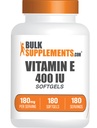BulkSupplements.com Vitamina E 400 IU Softgels - Vitamina E Supplemento, come D-Alpha-Tocopherol, Antiossidanti - Gluten Free, 1 Softgel per Serving, 180 Conte (Pack of 1)