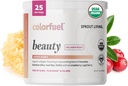 Sprout Living, Colorfuel Beauty Powder Drink Mix, Organic Superfoods + Adaptogens | Hair, Skin & Nails Support, Vegan Collagen Boost, Biotin, Silica, Vitamina C, Super Berry Flavor (25 Servings)
