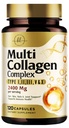 Multi Collagen Peptides 2400mg per le donne – Miglior complesso di collagene idrolizzato con 5 tipi (I, II, III, V, X) - Grass Fed - Hair, Skin, Nail, Bone & Joint Support for Beauty & Wellness – 120 Capsule