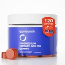 UpNourish Magnesium Gummies per adulti e bambini Magnesio Citrato Gummies 600mg, Integratore Calma per il Rilassamento Muscolare, Salute Bone e Digestiva, Citrato de Magnesio, Vegan, Non OGM, 120 Conte