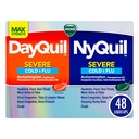 VICKS DayQuil & NyQuil SEVERE Co-Pack, Cold & Flu Medicine, Potente Rilievo per Mal di testa, Febbre, Sorriso Throat, Minor Aches & Pains, Congestione, Pressione del seno, Noso ripieno e tosse, 48 LiquiCaps