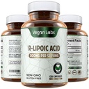 Vegan Labs R-Lipoic Acid 300MG, 120 Vegan Capsules- Supporta l'energia cellulare e la protezione antiossidante- Gluten Free, Non-OGM, Stabilized R-ALA supplemento- 4 mesi di fornitura