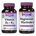 BlueBonnet Nutrition Vitamina D3 e K2, e Magnesio Glycinate capsule vegetali Bundle