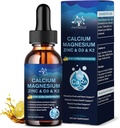 (4 Pack) 10 in 1 Calcium Magnesio Zinc Supplemento, Magnesio Glycinate Complesso Gocce Liquide con Vitamina D3 K2 B6, Vegan Calcium Citrate Bone & Immune Health Support, Sonno & Cramps, Boron, 1 Fl Oz