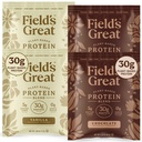Field's Great Plant-Based Protein with Fiber for Muscle Maintenance, Vegan Protein Powder, Whey Free, Gluten Free, Dairy Free - 30g of Protein and 5g Fiber in Each Serving (Variety -4 Servings)