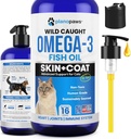 Olio di pesce Omega 3 per gatti - Meglio di olio di salmone per gatti - Kitten + Vitamine di gatto e Supplementi - Prodotti per la salute del gatto - Trattamento di Dandruff del gatto - Olio di pesce liquido per gli animali - Prodotti per la pulizia del gatto