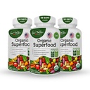 Organic Superfood Greens Fruits and Veggies Complex - Miglior integratore alimentare con 14 Verdi &14 Frutta & Verdura con Alfalfa Ricco in Antiossidanti Ingredienti organici Non OGM (180 Conteggio Confezione da 3)
