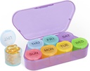 NatureTouch organizzatore di pillole settimanali, BPA organizzatore di medicina gratuita Rainbow 7 Day Pill Box, Conatainer di pillola portatile giornaliero per Pills/Vitamin/Fish Oil/Supplements [Lastest Version],Purple