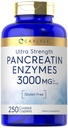 Carlyle Pancreatin Digestive Enzymes | 250 Caplets | con Protease, Amylase & Lipase | High Strength | Non OGM, Gluten Free Supplement