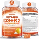 Vitamina D3 K2 Gummies per adulti - Vitamina D3 5000IU + K2 (MK-7) 120mcg - Integratori D3 e K2 senza zucchero con Omega-3, Methyl B12, B9, B6, Vitamine E & Zinc - per l'assorbimento di calcio e la salute immunitaria