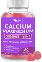 Zucchero gratis Calcium Gummies Supplemento 600mg, Calcio Magnesio Zinco Gummies con vitamina D3 K2, Potassio, Alta Assorbimento CA Gomma per Bone, denti e muscoli