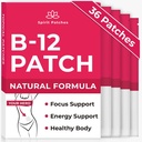 Patch B12 (Pack of 36) - Patch di vitamina naturale al 100% per le donne, energia, messa a fuoco e supporto del corpo, Patches trasparenti autoadesive - Formula potenziata