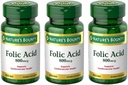 Folic Acid 800 mcg Tablets Massima resistenza, 3 bottiglie (250 conte)