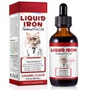 Ferro liquido per gatti, gocce di ferro liquido per gatti Supporta l'anemia, bassi livelli di enery e gatti letargici- Migliora i livelli di energia e vitalità, Supplies per animali Supplemento di vitamina Cat, Caramel Flavor - 2 fl.oz