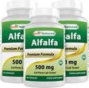 Best Naturals Alfalfa Green Super Food 500 mg 180 capsule (180 conteggio (Pack of 3))