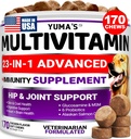 Cane Multivitaminico Masticabile con Glucosamina - Vitamine e Integratori Cani - 170 Trattamenti - Senior & Puppy Multivitamin per Cani - Hip & Joint Support - Salute Immune, Pelle, Cuore, Digestione, Probiotici