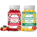Lunakai Prenatal e Vitamina D3 Gummies Bundle - Gravidanza Multivitamina Gomma con Ferro e Acido Folico - Immunità, Bone e Mood Support Supplemento per Adulti - 30 giorni di alimentazione
