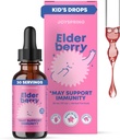 JoySpring Elderberry for Toddlers & Kids Immune Support Liquido (1 fl oz) | Gocce di sambuco del bambino organico con vitamina C | Natural Flavor | Vegan Supplement