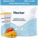 Imballaggio di idratazione del nettare - Imballaggio della polvere degli elettroliti - Calorie senza zucchero e 0 - Polvere di elettroliti del liquido di frutta organica giornaliera IV di frutta per il sollievo di disidratazione e la riidratazione rapida (Mango 30 Pack)