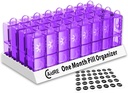 Organizzatore mensile di pillole 31 giorni PM – Un mese caso di pillole per i farmaci, vitamine e integratori – facile aperto Daily Pill Box organizzatore, 2 volte al giorno Pill Dispenser, viola